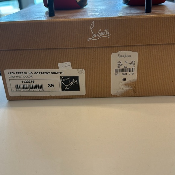 Christian Louboutin heels. I am a true US 7.5 size and they fit perfectly. - Picture 7 of 16